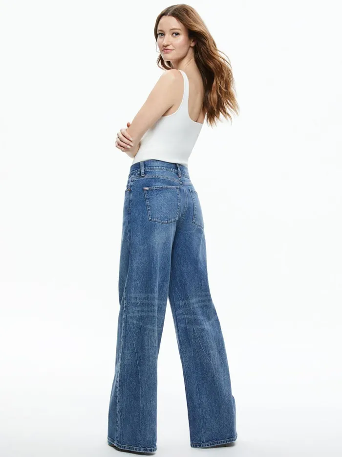 Womens Pants Alice Olivia Trish Mid Rise Baggy Jean Brooklyn Blue