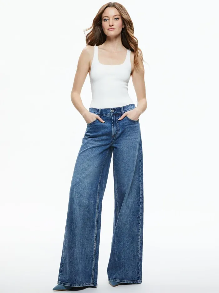Womens Pants Alice Olivia Trish Mid Rise Baggy Jean Brooklyn Blue