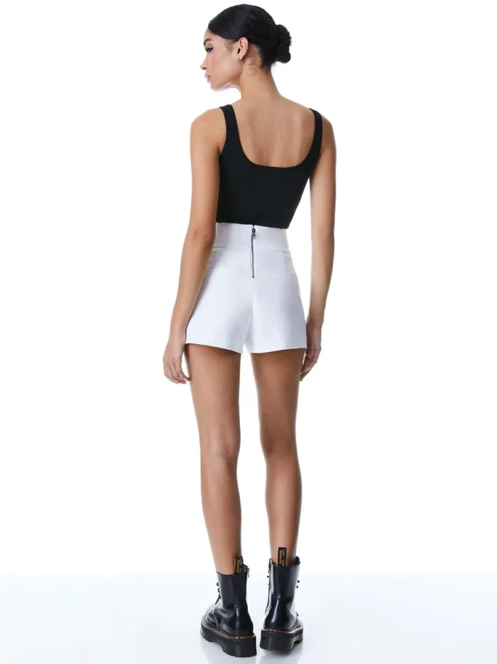 Womens Shorts Alice Olivia Donald High Waist Short White