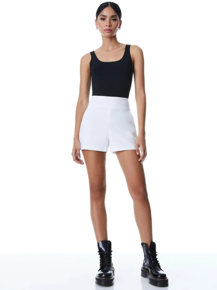 Womens Shorts Alice Olivia Donald High Waist Short White