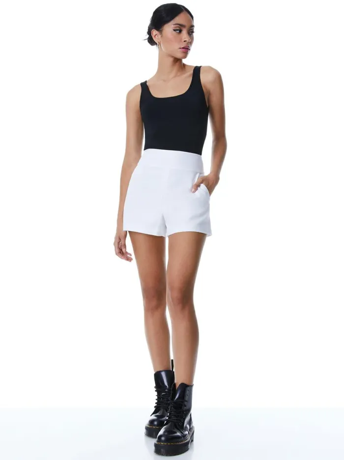 Womens Shorts Alice Olivia Donald High Waist Short White