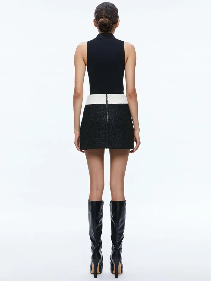 Womens Skirts Alice Olivia Bailey Fuzzy Knit Mini Skirt Blackecru