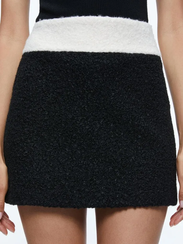 Womens Skirts Alice Olivia Bailey Fuzzy Knit Mini Skirt Blackecru