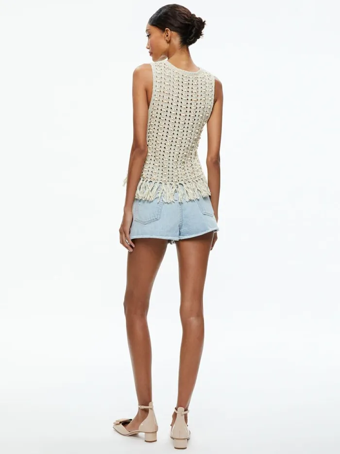 Womens Tops Alice Olivia Reva Top With Wooden Beads Natural