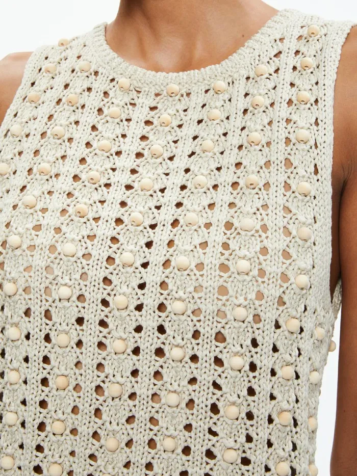 Womens Tops Alice Olivia Reva Top With Wooden Beads Natural