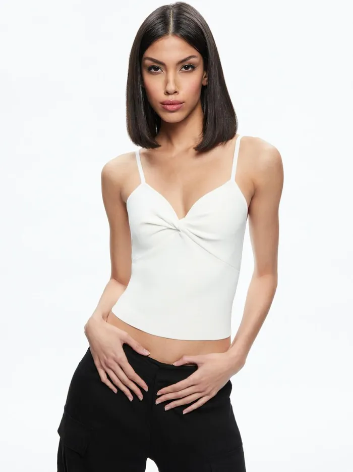 Womens Tops Alice Olivia Rhona Twist Front Tank Soft White