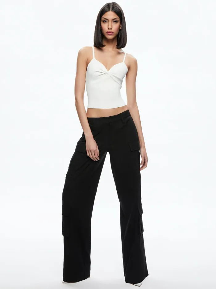 Womens Tops Alice Olivia Rhona Twist Front Tank Soft White