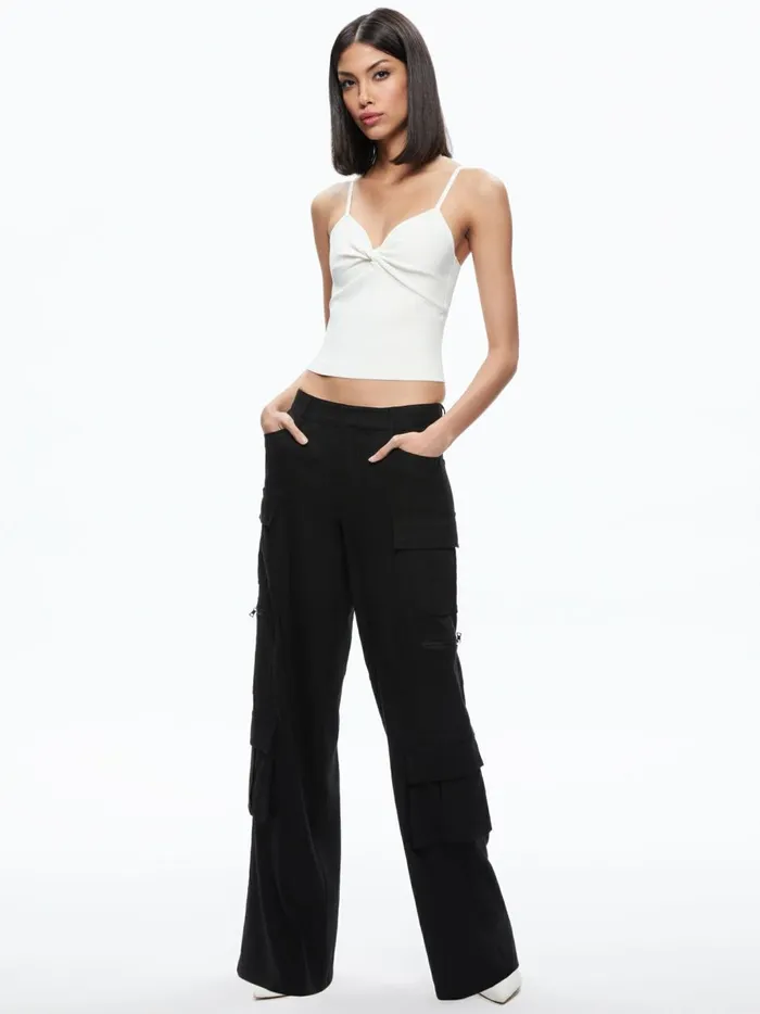 Womens Tops Alice Olivia Rhona Twist Front Tank Soft White
