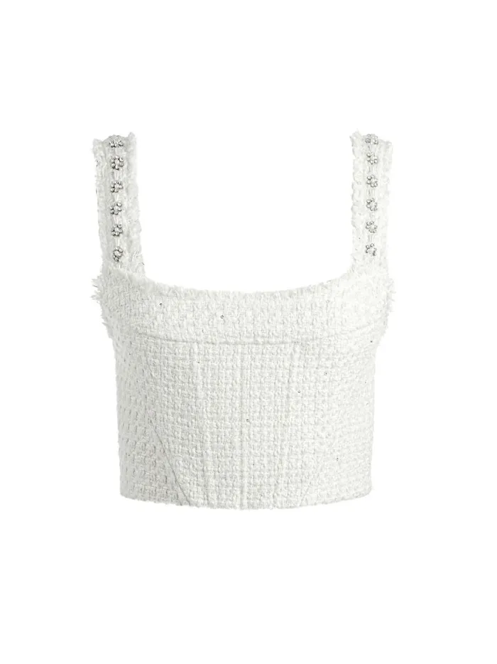 Womens Tops Alice Olivia Vicenta Embellished Structured Corset Off White Multi Womens Tops Alice Olivia Vicenta Embellished Structured Corset Off White Multi
