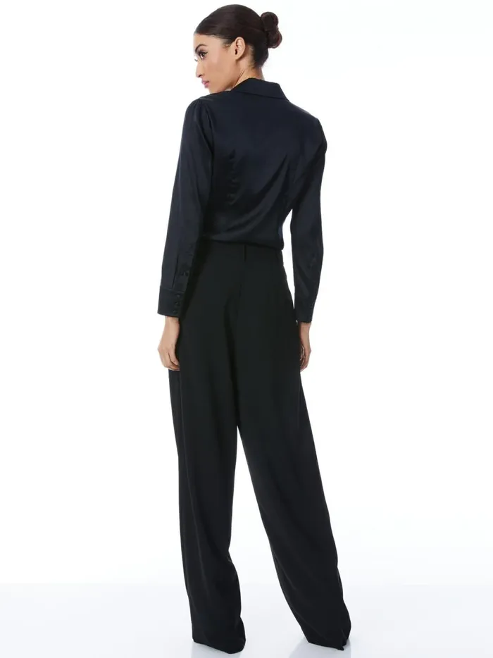 Womens Tops Alice Olivia Willa Fitted Placket Top Black