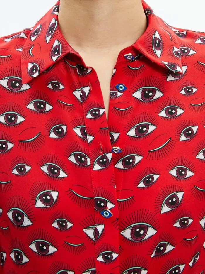 Womens Tops Alice Olivia Willa Placket Top Eye Candy