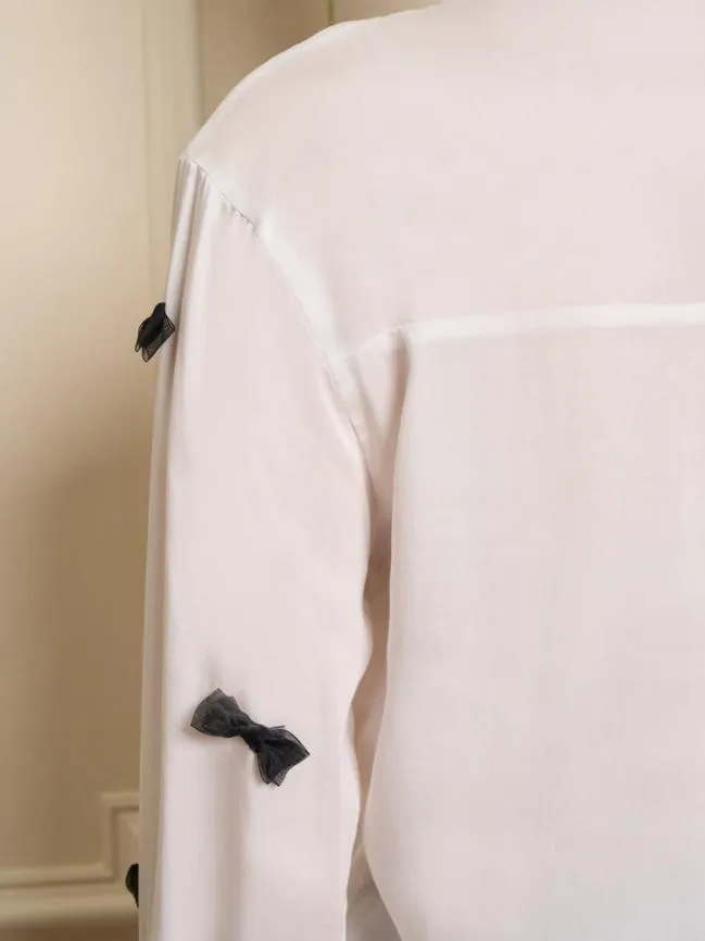 Womenswear Dauphine Bow Shirt Pearl White Sister Jane Womenswear Dauphine Bow Shirt Pearl White Sister Jane
