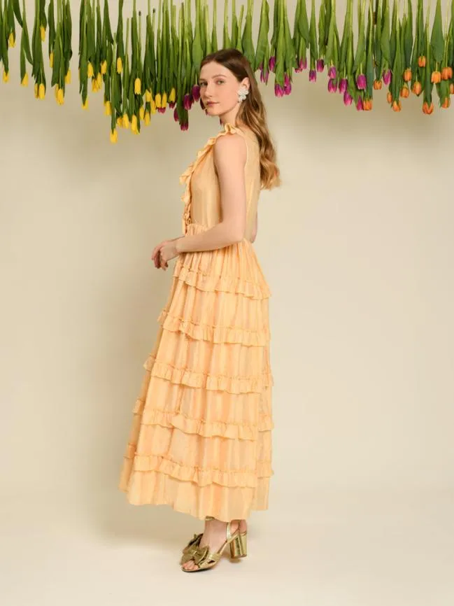 Womenswear DREAM Apricot Tulip Ruffle Dress Tan Sister Jane Womenswear DREAM Apricot Tulip Ruffle Dress Tan Sister Jane