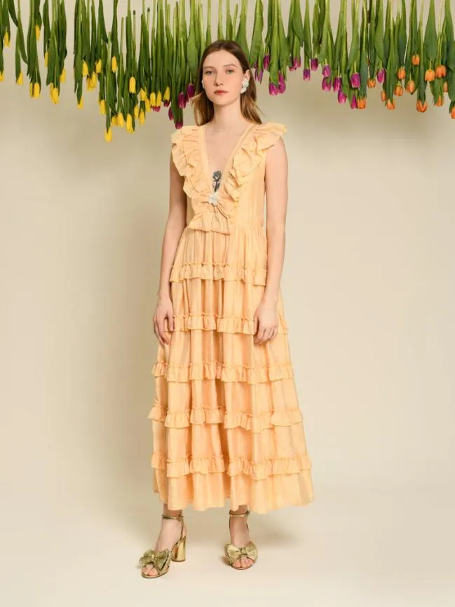 Womenswear DREAM Apricot Tulip Ruffle Dress Tan Sister Jane Womenswear DREAM Apricot Tulip Ruffle Dress Tan Sister Jane