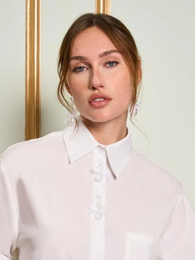Womenswear DREAM Chantilly Embelished Shirt Pearl White Sister Jane Womenswear DREAM Chantilly Embelished Shirt Pearl White Sister Jane