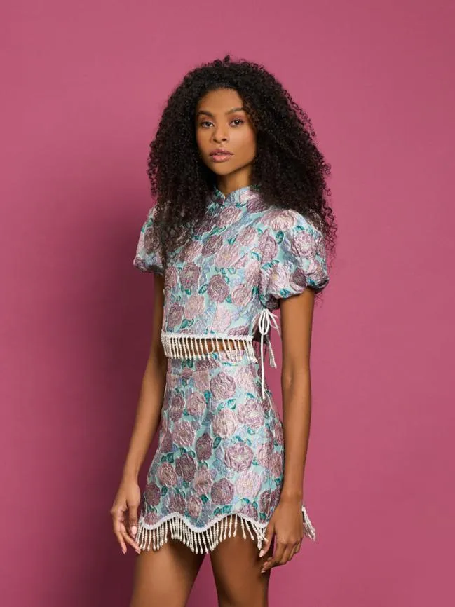 Womenswear DREAM Iceland Poppy Jacquard Top Turquoise Blue Sister Jane Womenswear DREAM Iceland Poppy Jacquard Top Turquoise Blue Sister Jane