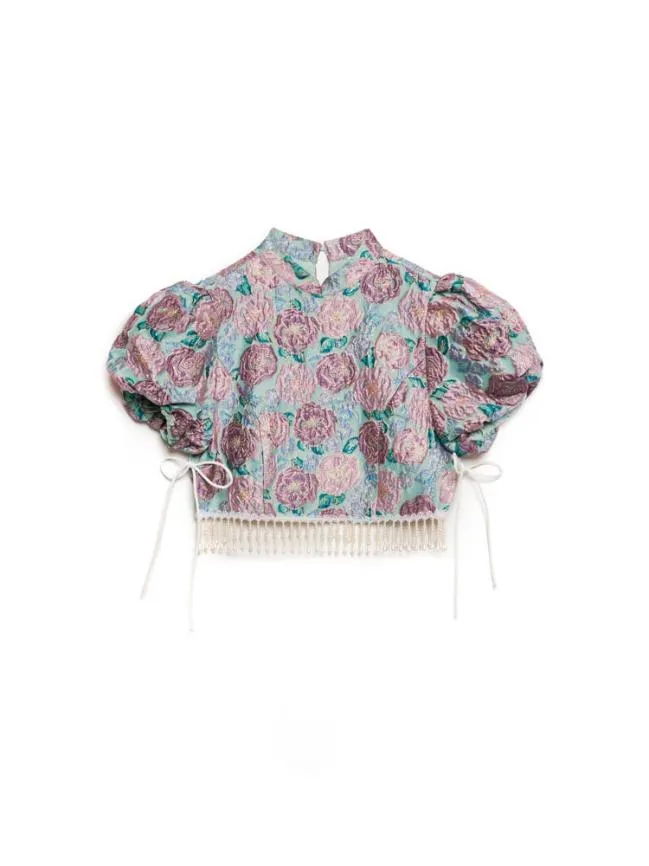 Womenswear DREAM Iceland Poppy Jacquard Top Turquoise Blue Sister Jane Womenswear DREAM Iceland Poppy Jacquard Top Turquoise Blue Sister Jane