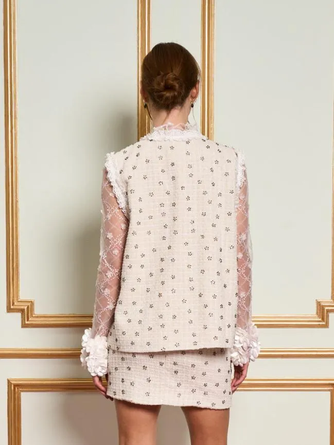 Womenswear DREAM Reine Jewel Tweed Jacket Pearled Ivory Sister Jane Womenswear DREAM Reine Jewel Tweed Jacket Pearled Ivory Sister Jane
