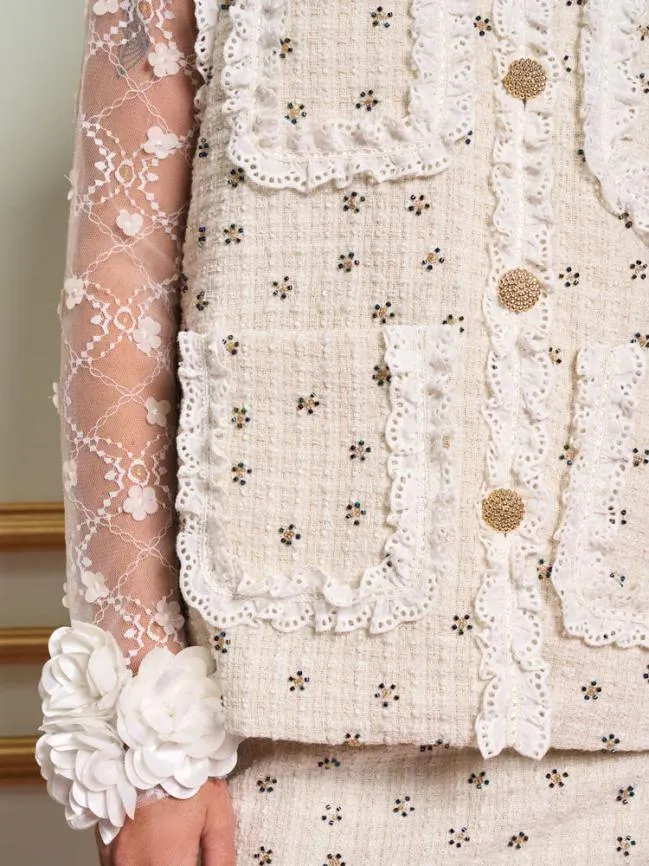 Womenswear DREAM Reine Jewel Tweed Jacket Pearled Ivory Sister Jane Womenswear DREAM Reine Jewel Tweed Jacket Pearled Ivory Sister Jane