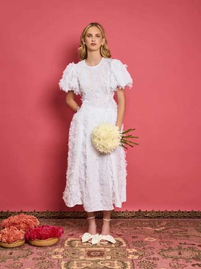 Womenswear DREAM Samara Floral Midi Dress Pearled White Sister Jane Womenswear DREAM Samara Floral Midi Dress Pearled White Sister Jane