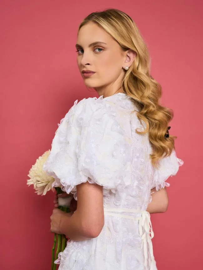 Womenswear DREAM Samara Floral Midi Dress Pearled White Sister Jane Womenswear DREAM Samara Floral Midi Dress Pearled White Sister Jane