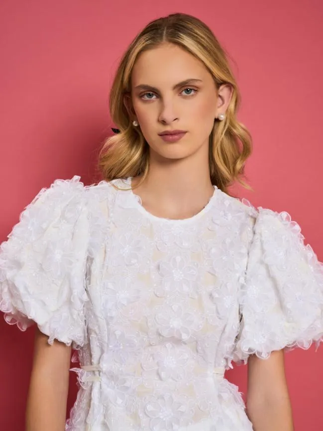 Womenswear DREAM Samara Floral Midi Dress Pearled White Sister Jane Womenswear DREAM Samara Floral Midi Dress Pearled White Sister Jane
