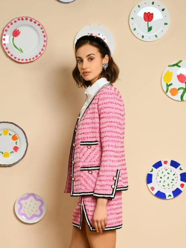 Womenswear Dutch Tweed Jacket Flamingo Pink Sister Jane