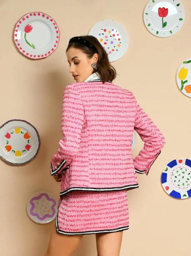 Womenswear Dutch Tweed Jacket Flamingo Pink Sister Jane