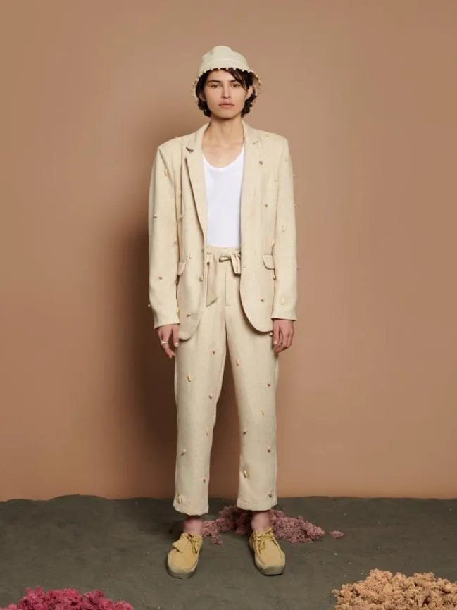 Womenswear Dylan Bead Belted Trousers Natural Ivory Sister Jane Womenswear Dylan Bead Belted Trousers Natural Ivory Sister Jane