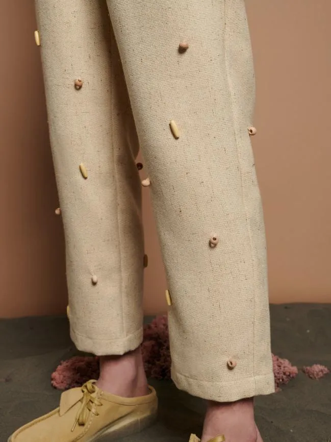 Womenswear Dylan Bead Belted Trousers Natural Ivory Sister Jane Womenswear Dylan Bead Belted Trousers Natural Ivory Sister Jane