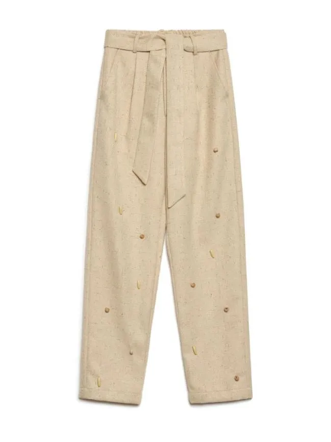 Womenswear Dylan Bead Belted Trousers Natural Ivory Sister Jane Womenswear Dylan Bead Belted Trousers Natural Ivory Sister Jane
