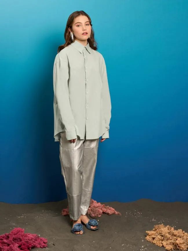 Womenswear Ernest Pleat Shirt Sage Green Sister Jane Womenswear Ernest Pleat Shirt Sage Green Sister Jane