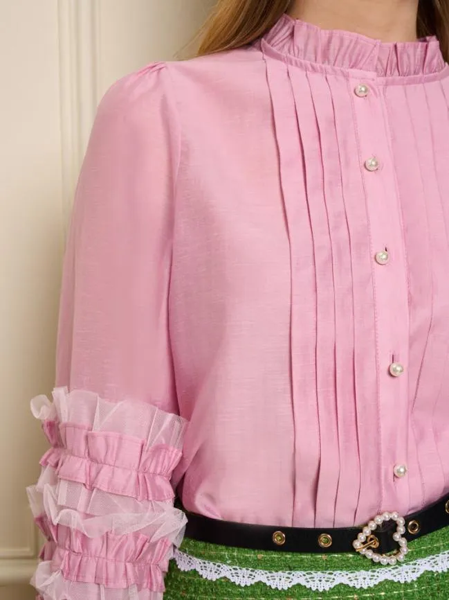 Womenswear Fille Frill Blouse Baby Pink Sister Jane Womenswear Fille Frill Blouse Baby Pink Sister Jane