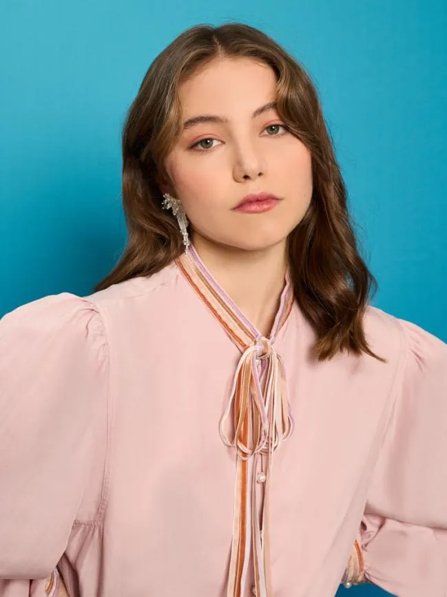 Womenswear Fisher Ribbon Blouse Baby Pink Sister Jane Womenswear Fisher Ribbon Blouse Baby Pink Sister Jane