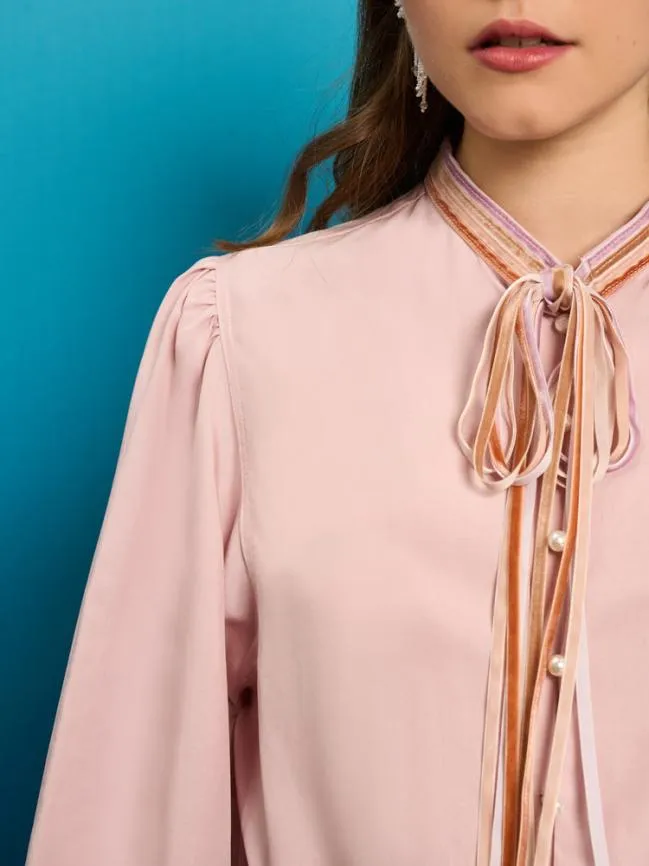 Womenswear Fisher Ribbon Blouse Baby Pink Sister Jane Womenswear Fisher Ribbon Blouse Baby Pink Sister Jane
