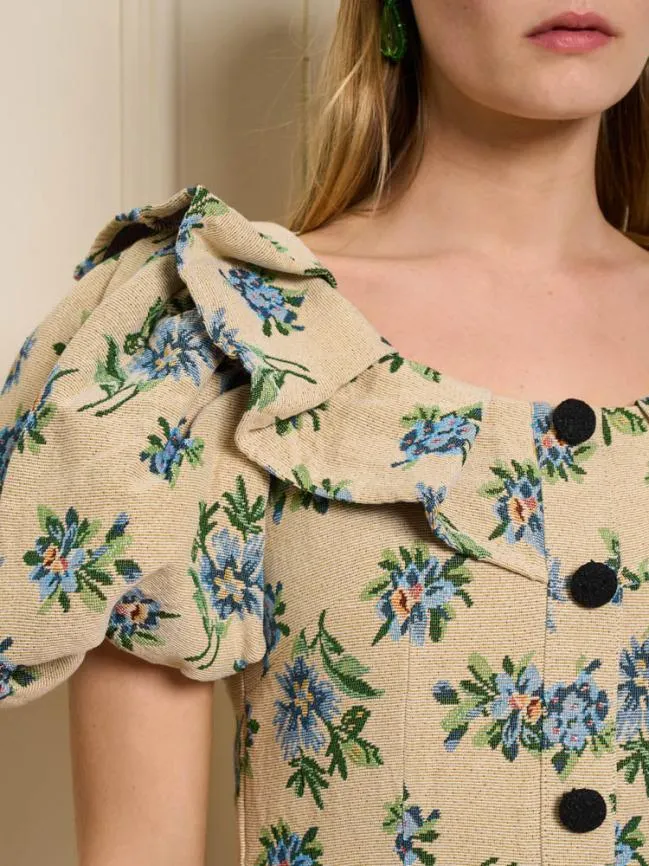 Womenswear Fleur Tapestry Mini Dress Natural Sister Jane Womenswear Fleur Tapestry Mini Dress Natural Sister Jane