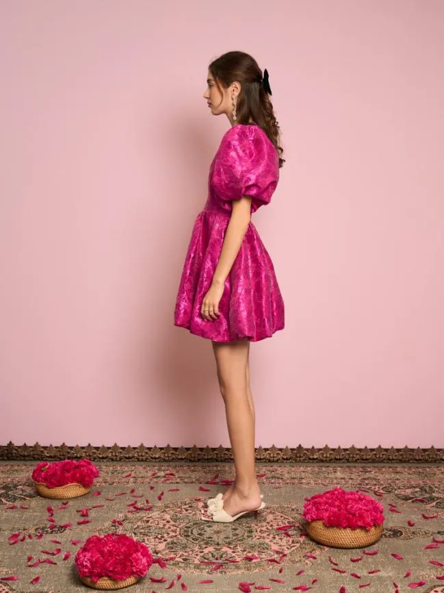 Womenswear Hibiscus Jacquard Mini Dress Hot Pink Sister Jane Womenswear Hibiscus Jacquard Mini Dress Hot Pink Sister Jane