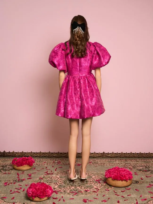 Womenswear Hibiscus Jacquard Mini Dress Hot Pink Sister Jane Womenswear Hibiscus Jacquard Mini Dress Hot Pink Sister Jane