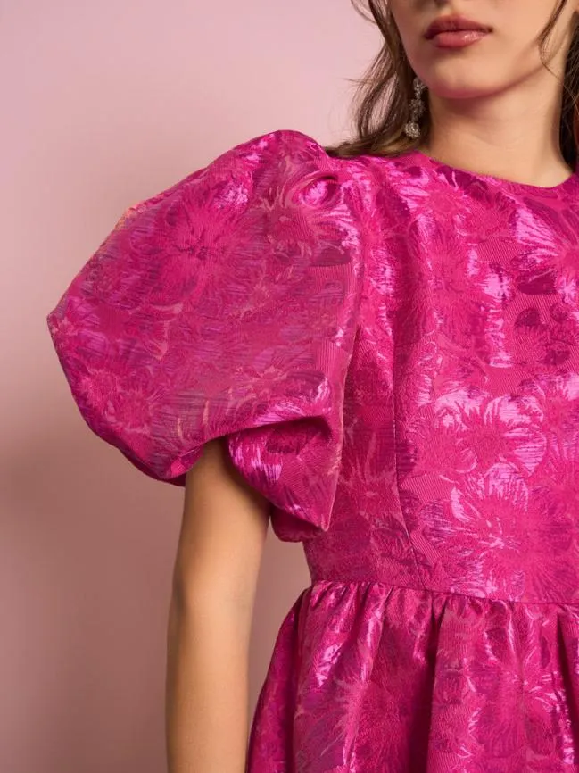 Womenswear Hibiscus Jacquard Mini Dress Hot Pink Sister Jane Womenswear Hibiscus Jacquard Mini Dress Hot Pink Sister Jane