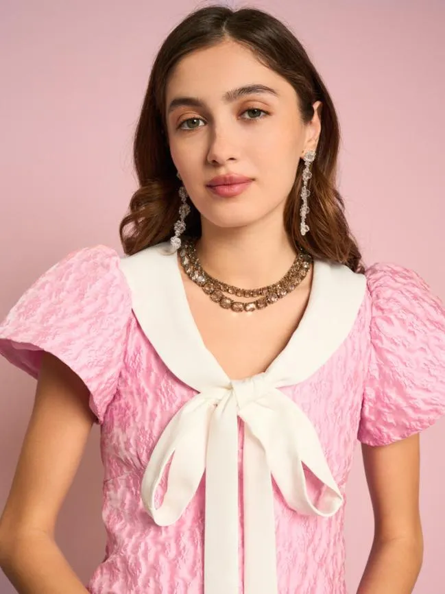 Womenswear Pink Terracotta Jacquard Dress Cherry Blossom Pink Sister Jane Womenswear Pink Terracotta Jacquard Dress Cherry Blossom Pink Sister Jane
