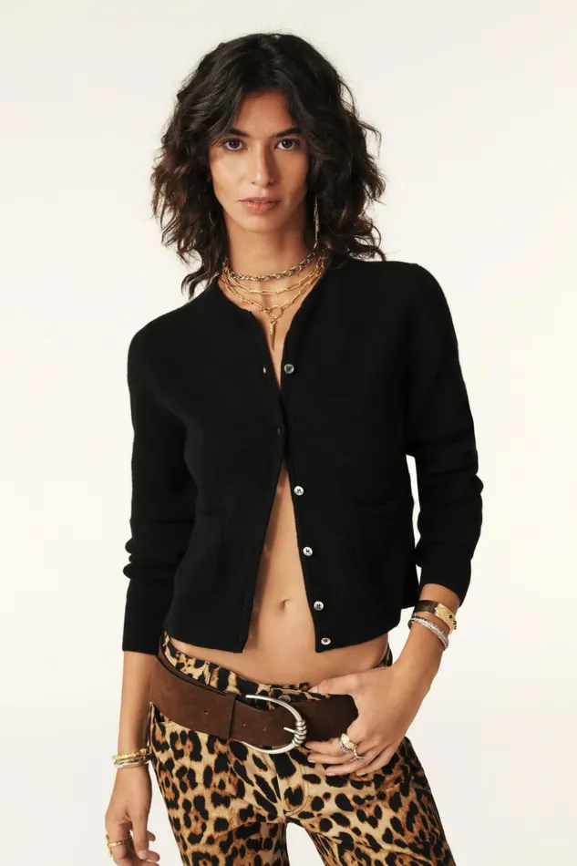 Wool And Cashmere Cardigan Pharell Black Women Baandsh Sweaters and Cardigans