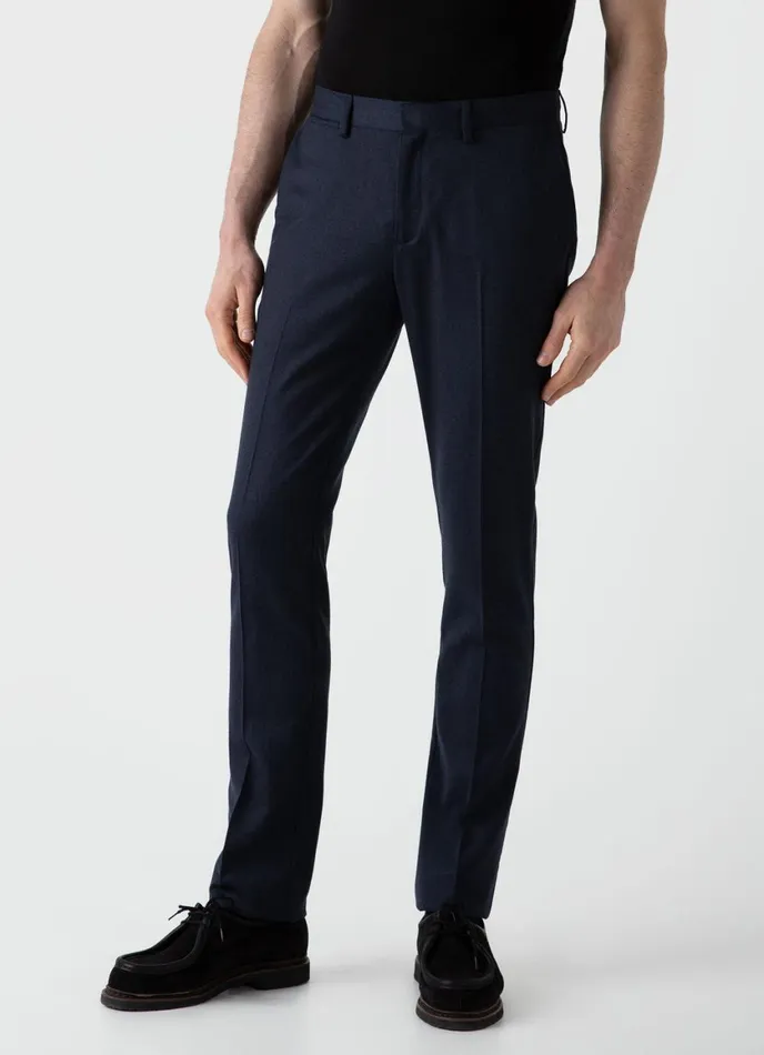 Wool Trouser Navy Melange Men SUNSPEL Pants
