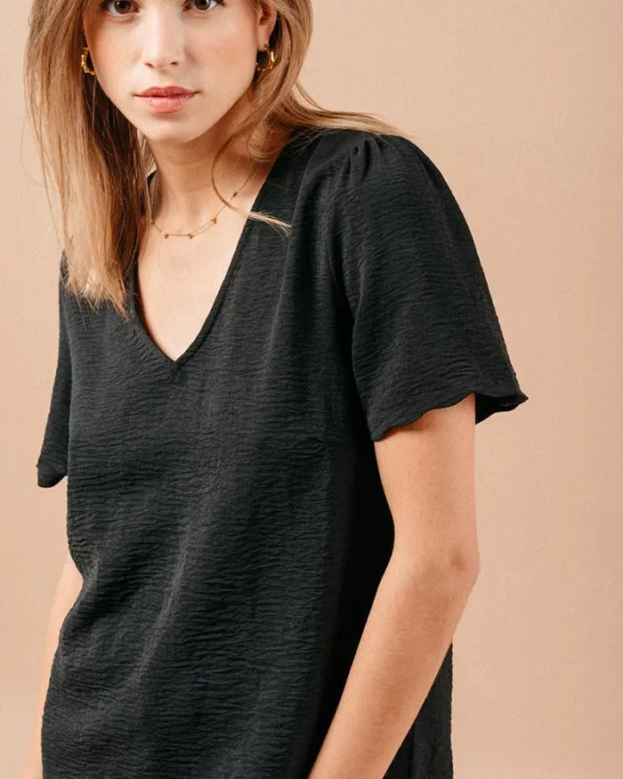WOVEN TOP NOIR MAGIQUE Shop Grace and Mila ShortSleeves Tshirts