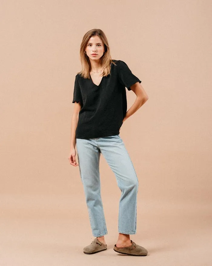 WOVEN TOP NOIR MAGIQUE Shop Grace and Mila ShortSleeves Tshirts