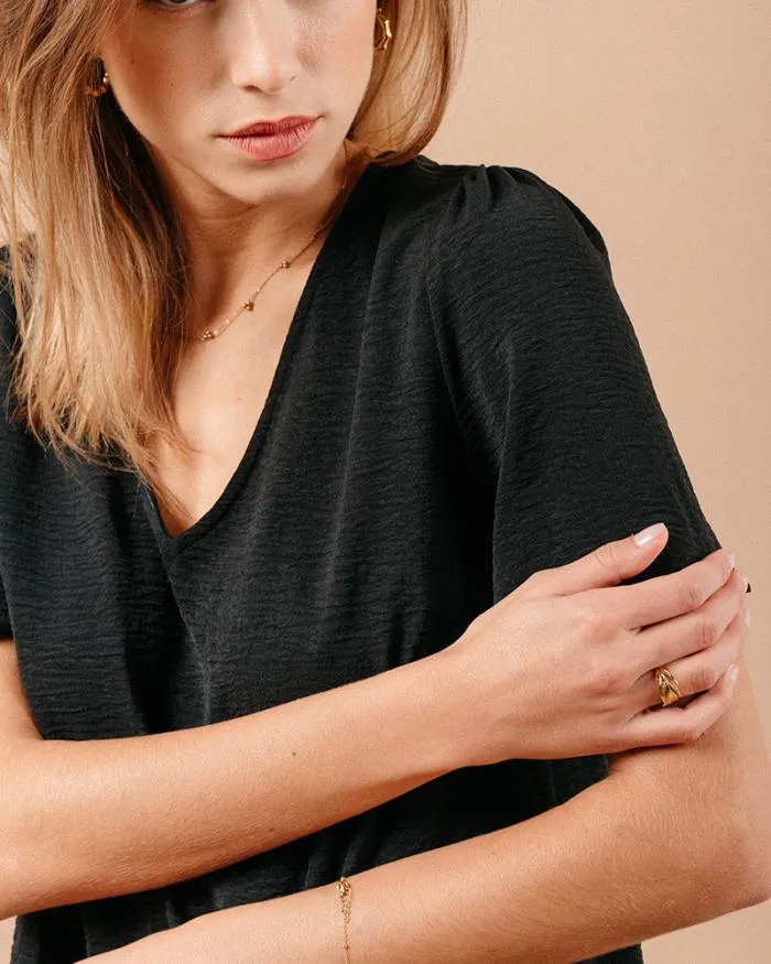 WOVEN TOP NOIR MAGIQUE Shop Grace and Mila ShortSleeves Tshirts