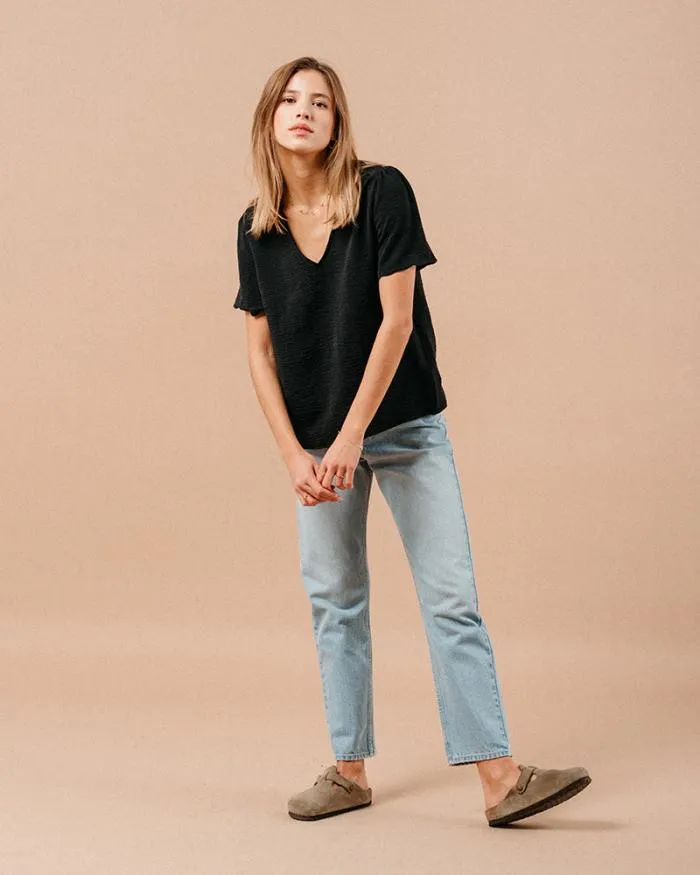 WOVEN TOP NOIR MAGIQUE Shop Grace and Mila ShortSleeves Tshirts