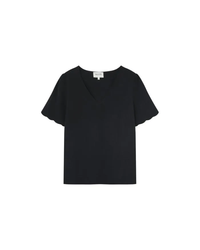 WOVEN TOP NOIR MAGIQUE Shop Grace and Mila ShortSleeves Tshirts