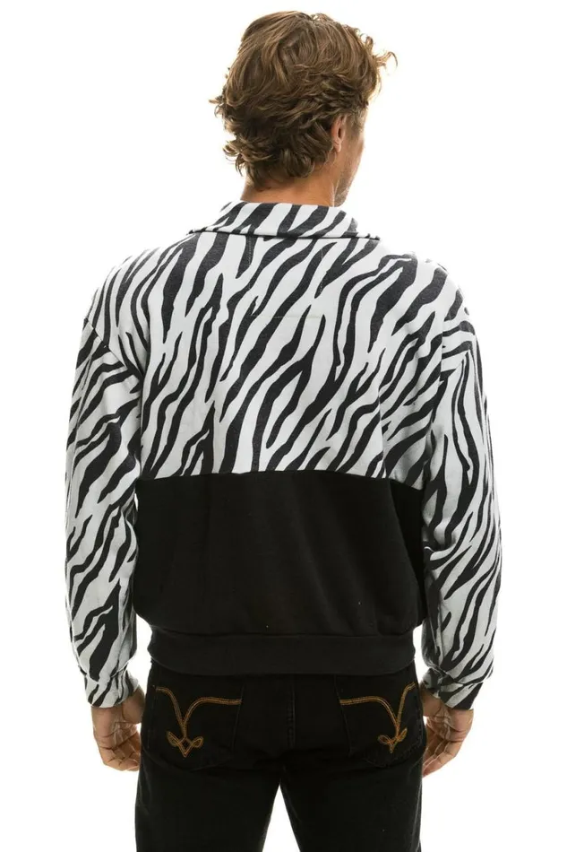 Zebra Fleece Unisex Half Zip Color Block Jacket 8211 Zebra Men Aviator Nation Sweatshirts