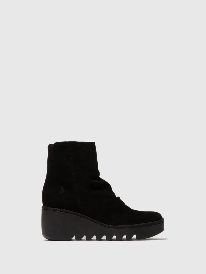 Zip Up Ankle Boots BAAN538FLY OIL SUEDE BLACK Women Fly London Ankle Boots