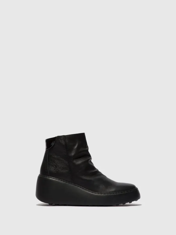 Zip Up Ankle Boots DABE461FLY BLACK BLACK SOLE Women Fly London Ankle Boots